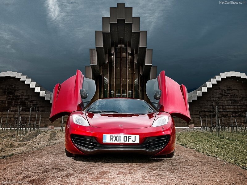 Red McLaren MP4-12C with doors open