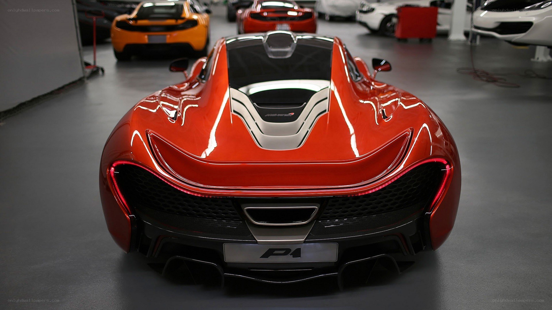 Red McLaren P1 rear view