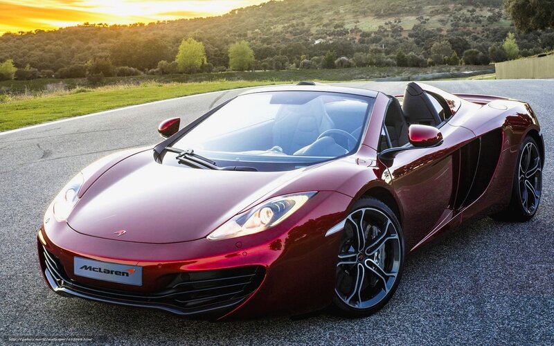 Red Mclaren Sports Car — Dramatic, Sunset