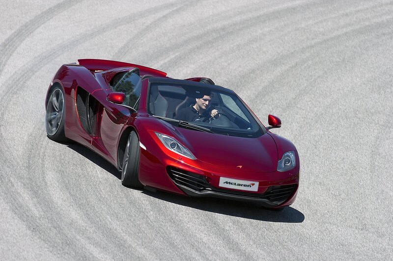 Red Mclaren Sports Car — Dynamic, Afternoon, Photograph, Driver