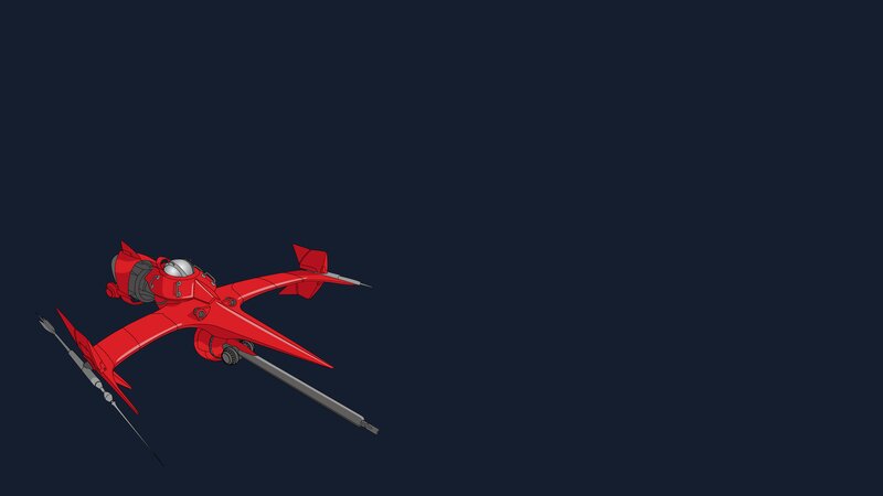 Red Mecha Aircraft — Dramatic, Night