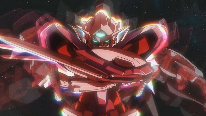 red mecha in space