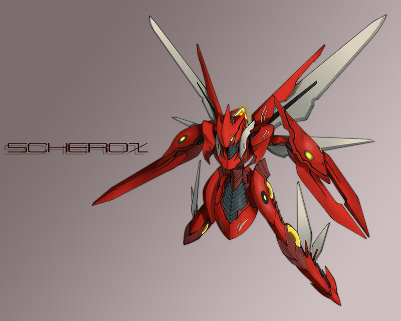 red mecha robot design