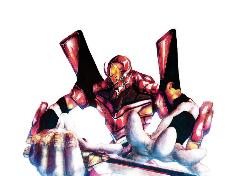 Red Mecha Robot — Dramatic, Manga