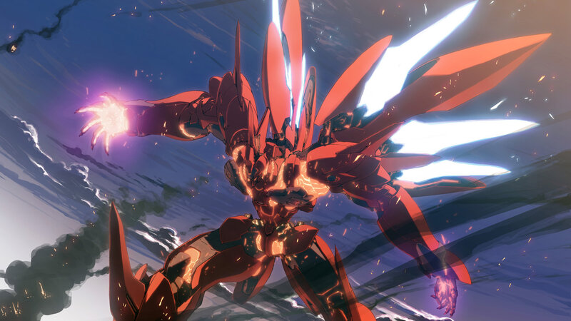 Red Mecha Robot — Dramatic, Night, Anime, Mech