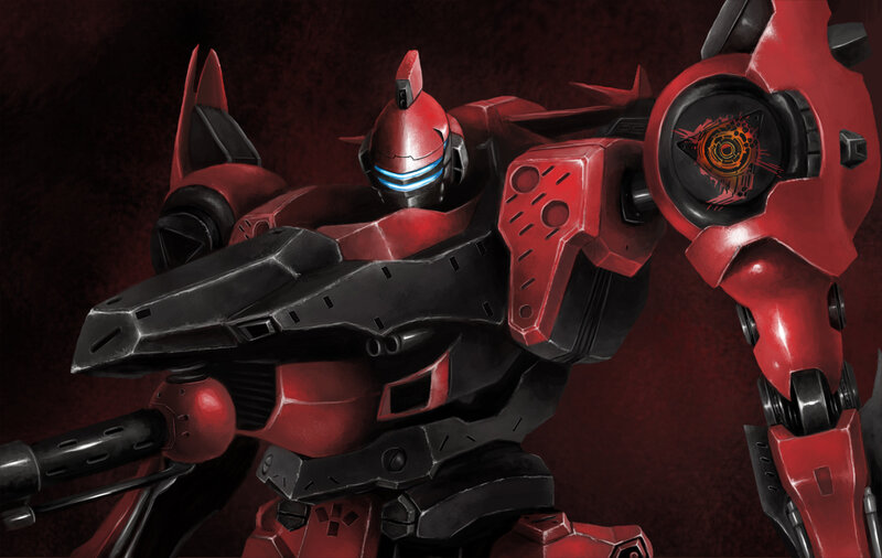red mecha robot warrior