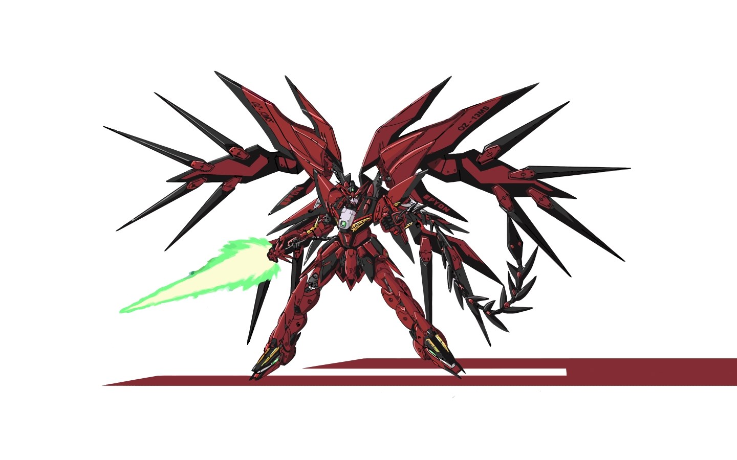 Red mecha with green beam