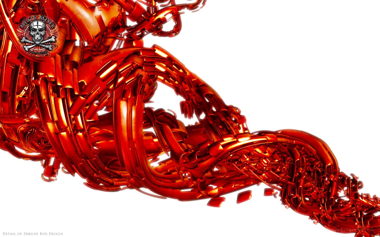 Red mechanical sculpture detail