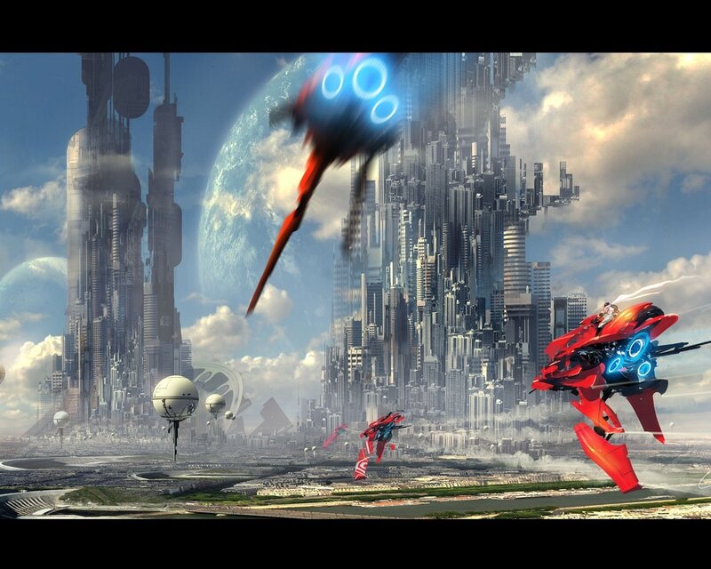 Red Mechs in City