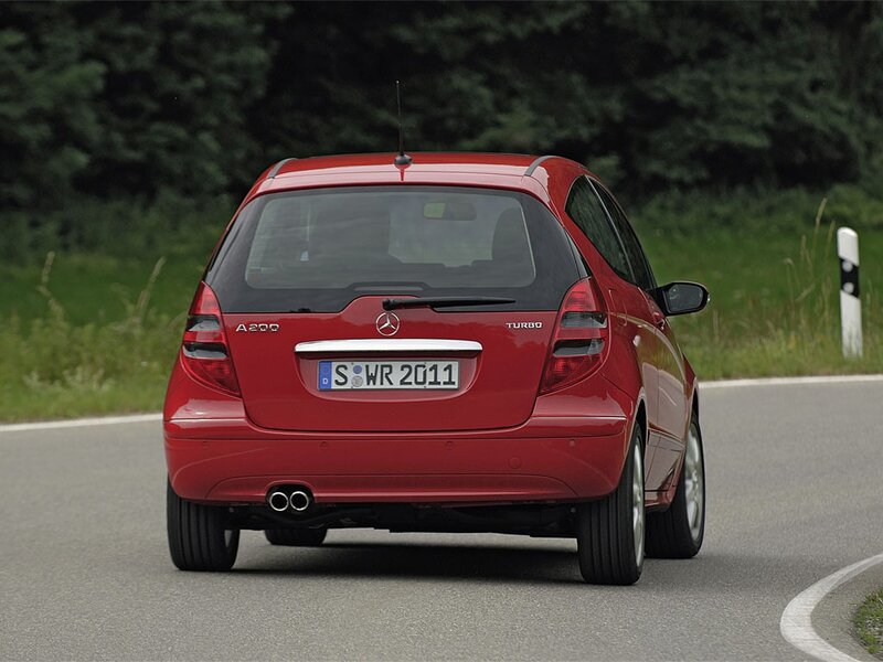red mercedes a200 turbo on road