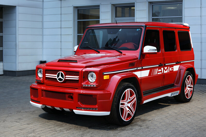 Red Mercedes-amg G-wagon