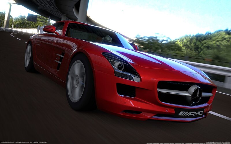 Red Mercedes-AMG on a highway