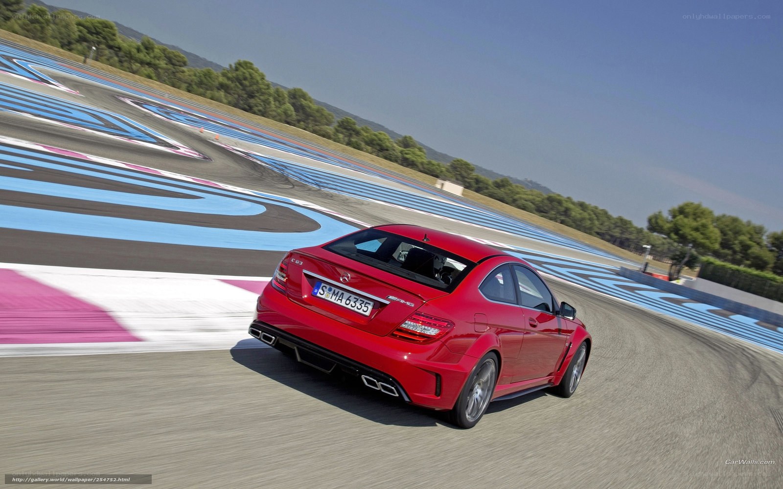 Red Mercedes-AMG on racetrack