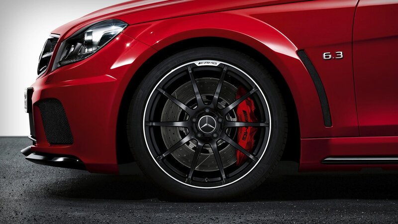 red mercedes-amg wheel
