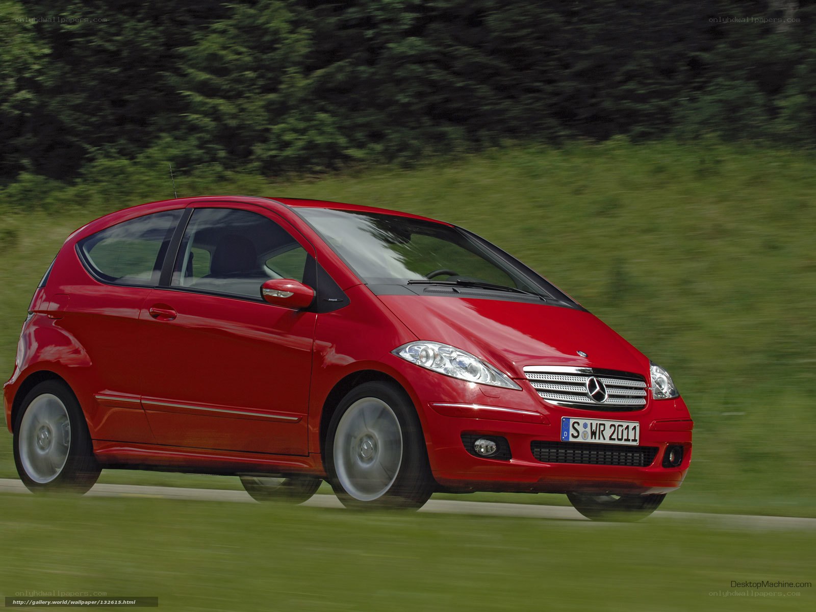 Red Mercedes-Benz A-Class in motion