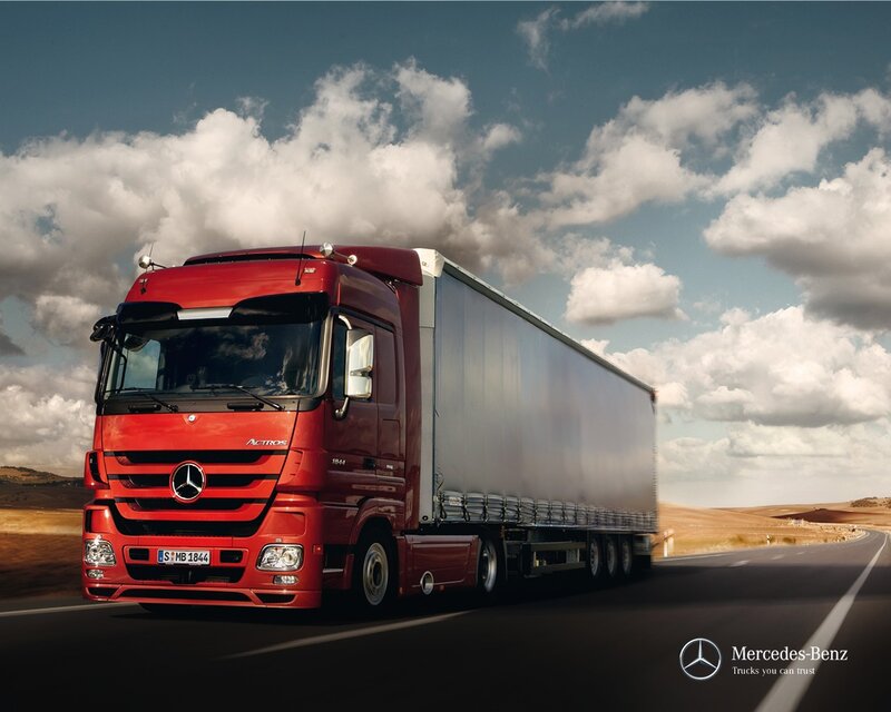 Red Mercedes-Benz Actros truck