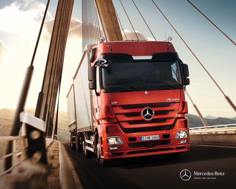 Red Mercedes-Benz Actros truck