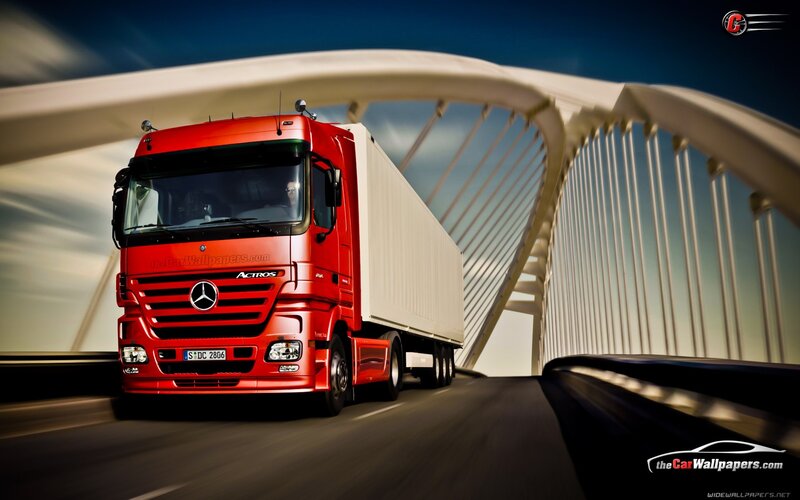 Red Mercedes-Benz Actros truck