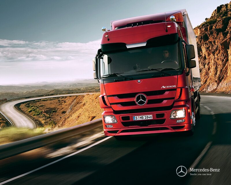 Red Mercedes-Benz Actros truck