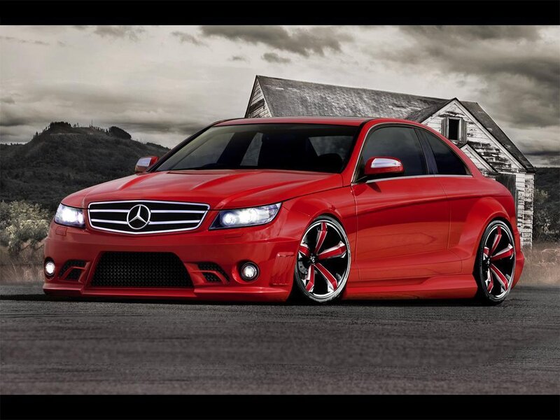 Red Mercedes-Benz C63 AMG