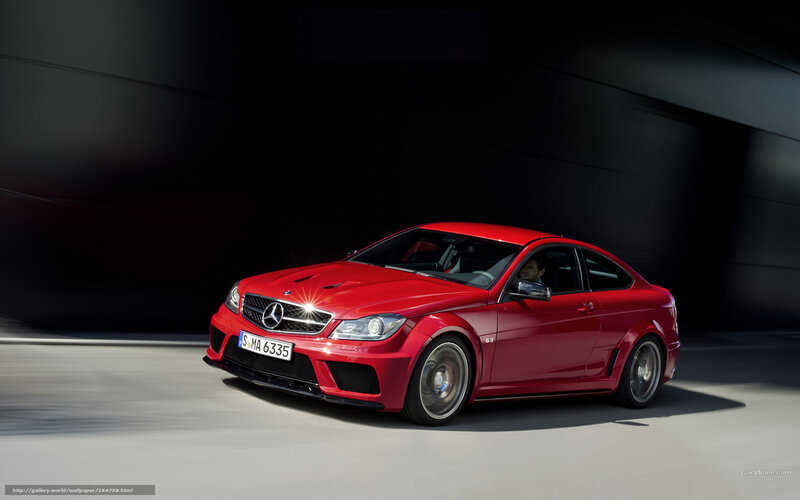 Red Mercedes-Benz C63 AMG — Dramatic