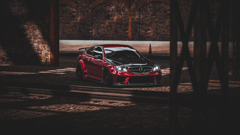 Red Mercedes-benz Car — Dramatic, Night