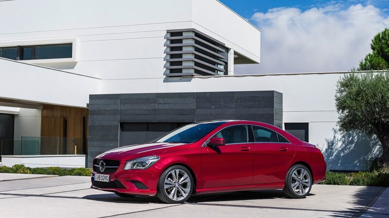 Red Mercedes-Benz CLA parked outside