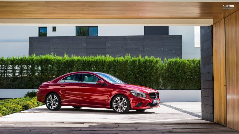 Red Mercedes-Benz CLA parked outside