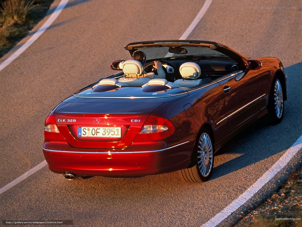 Red Mercedes-Benz CLK convertible