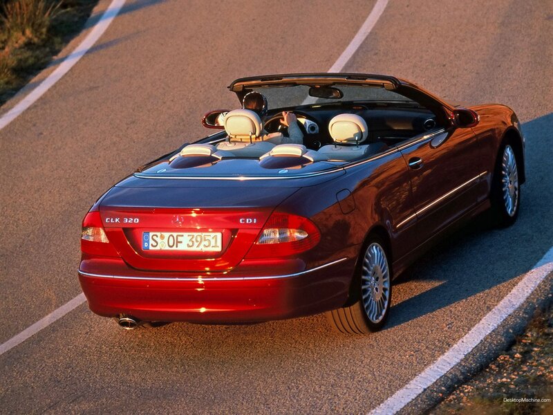 Red Mercedes-Benz CLK320 convertible