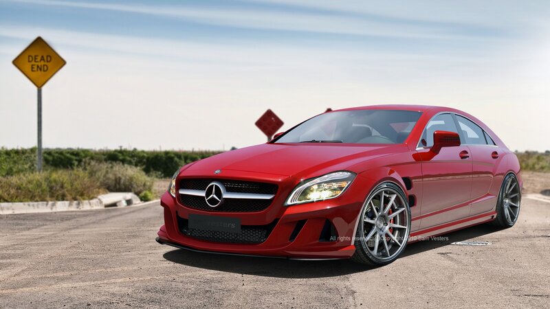 Red Mercedes-Benz CLS Coupe