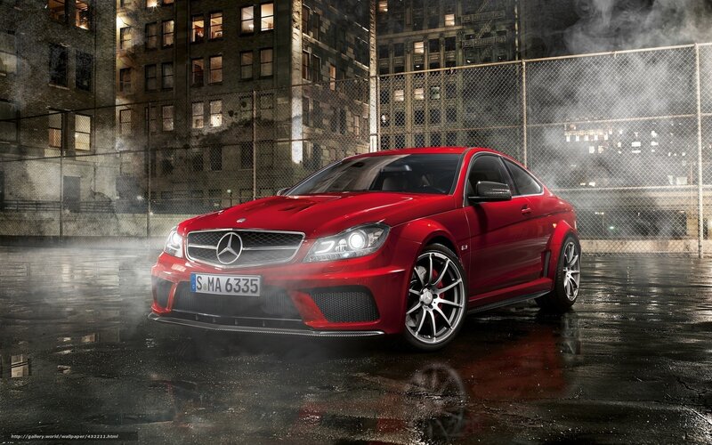 Red Mercedes-benz Coupe — Dramatic, Night, Photograph, Car