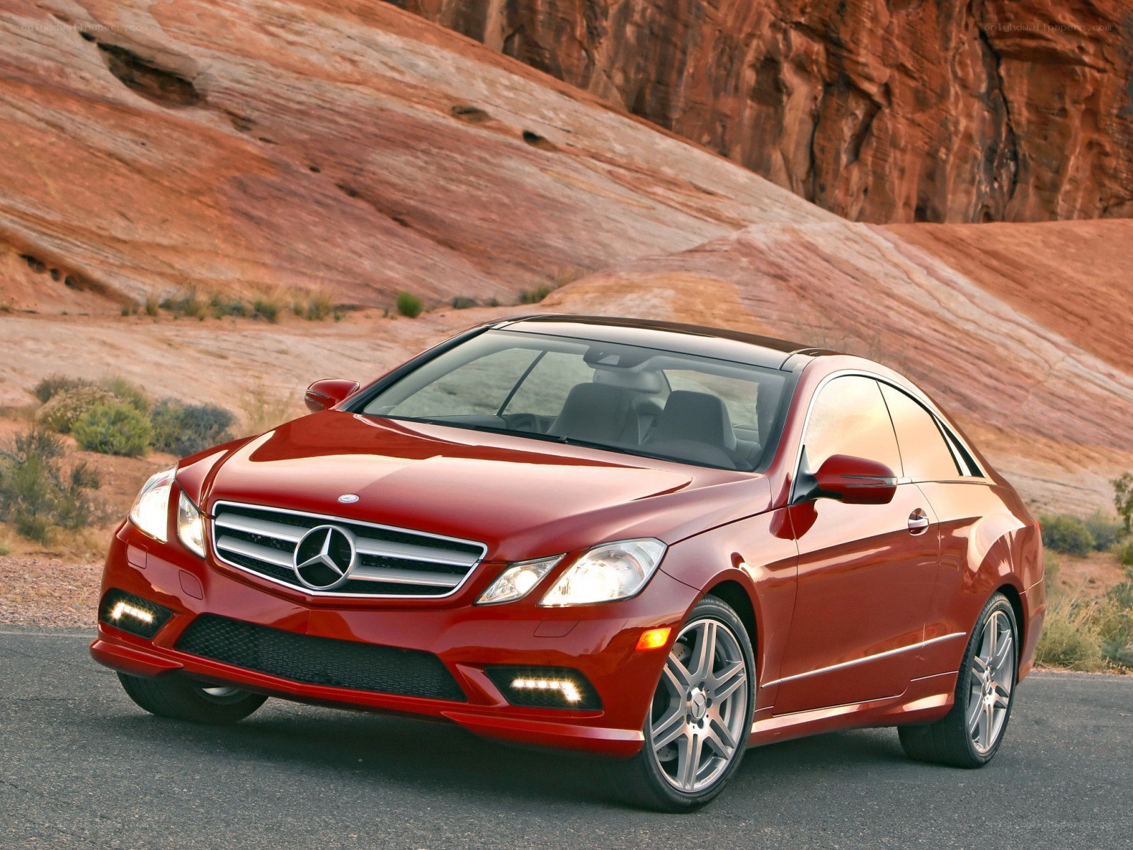 Red Mercedes-Benz E-Class Coupe