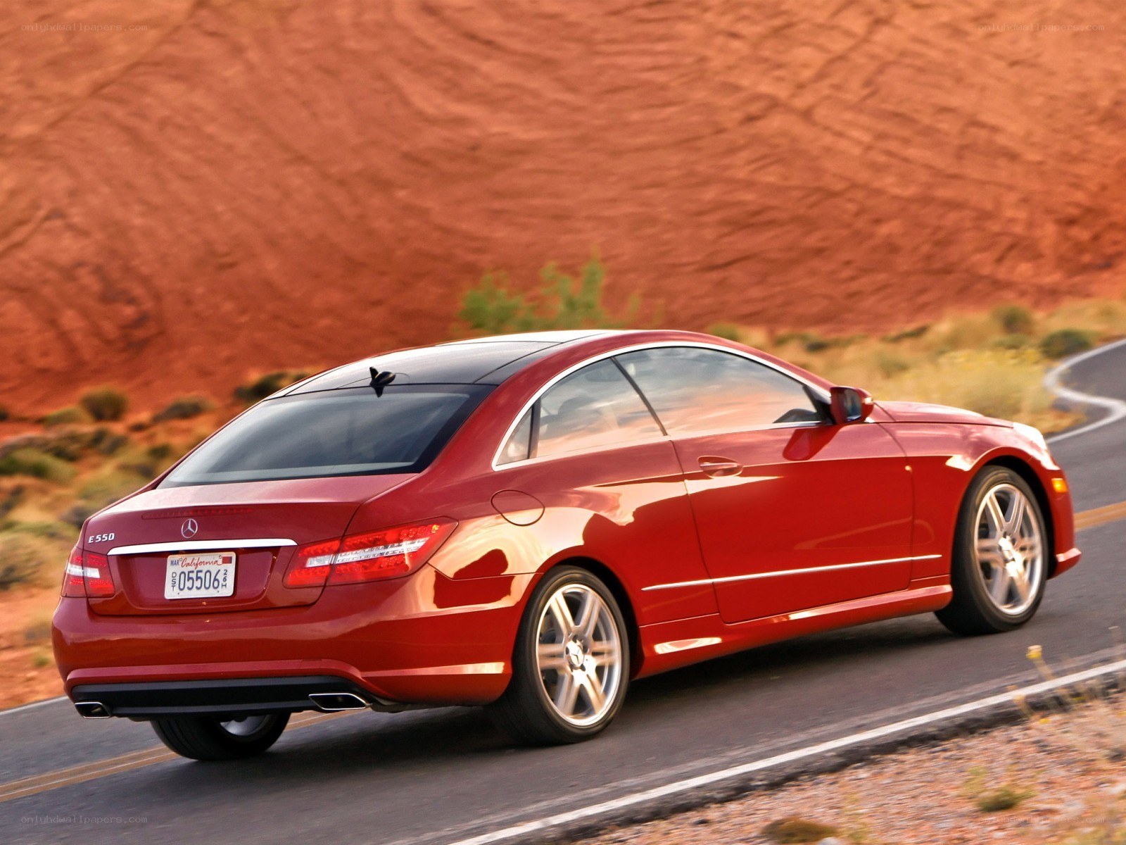 Red Mercedes-Benz E550 Coupe