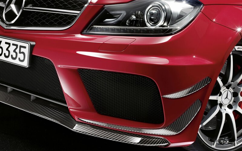 Red Mercedes-Benz front view