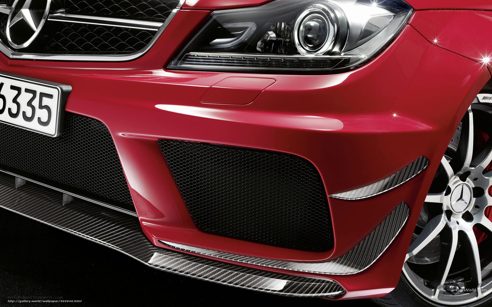 red mercedes-benz front view