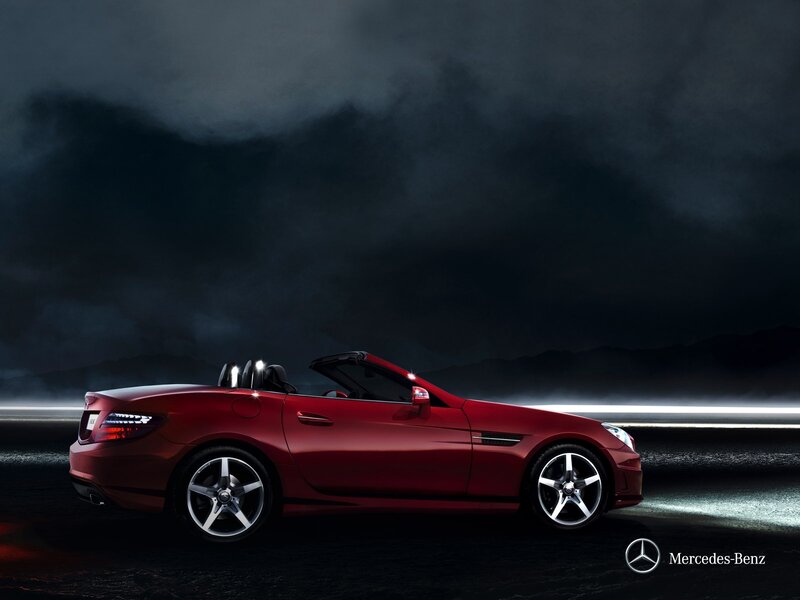 Red Mercedes-Benz SLK convertible