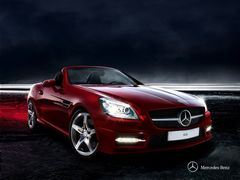 Red Mercedes-Benz SLK convertible