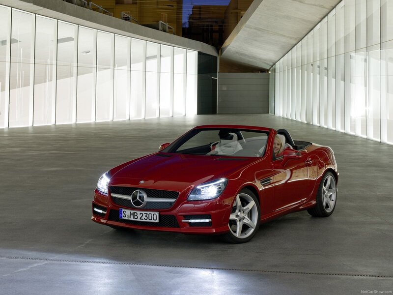 Red Mercedes-Benz SLK convertible