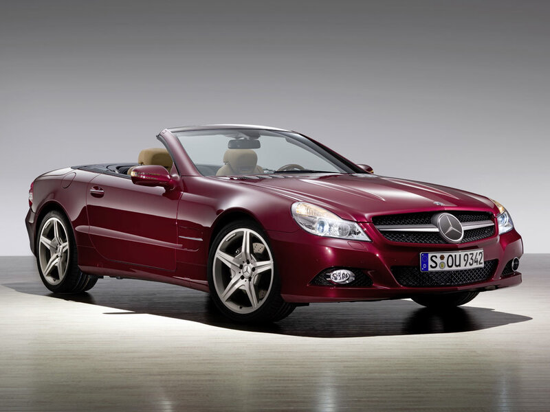 Red Mercedes-Benz SLK convertible