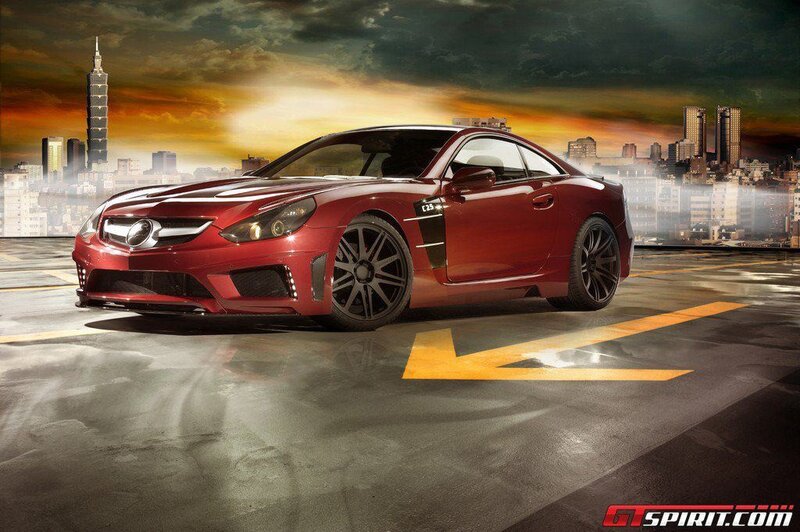 Red Mercedes-Benz SLK in city