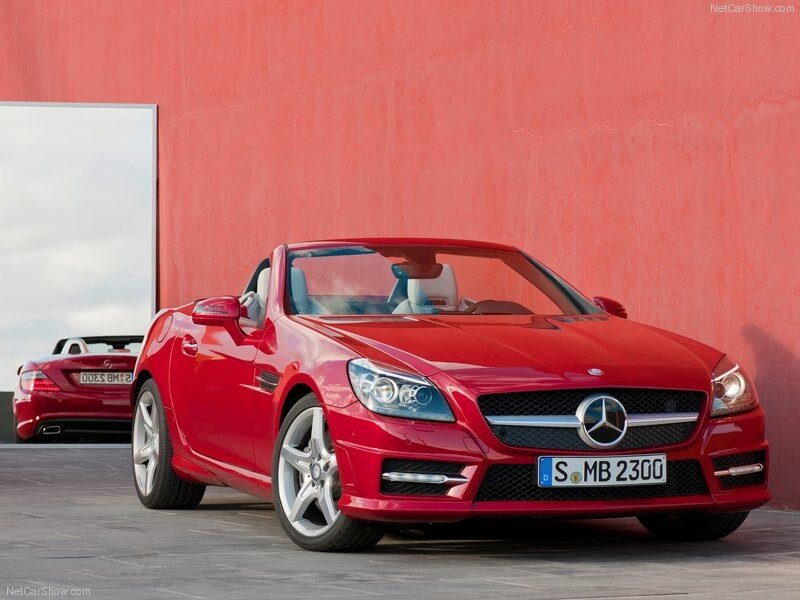 Red Mercedes-Benz SLK parked
