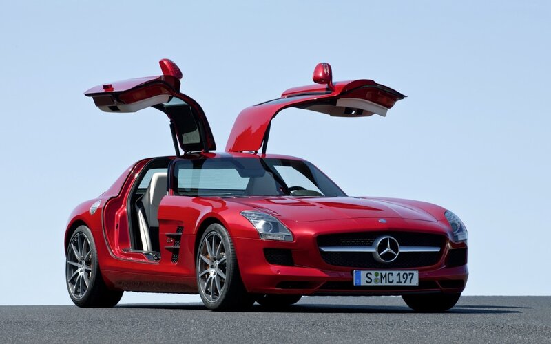 Red Mercedes-benz Sls Amg — Dramatic, Afternoon, Photograph