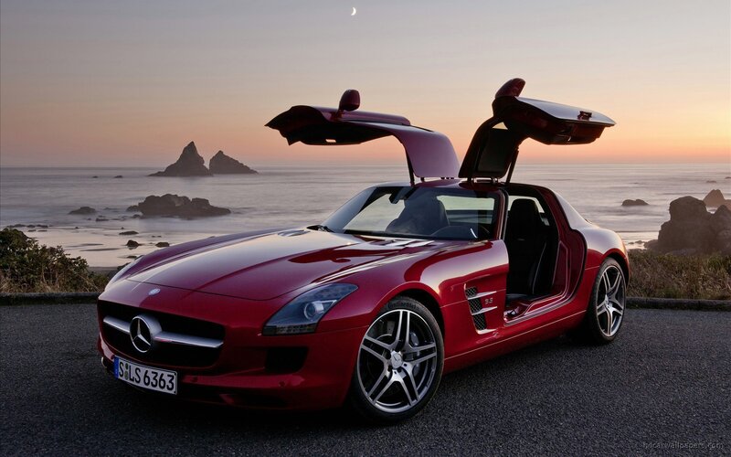 Red Mercedes-benz Sls Amg — Serene, Sunset