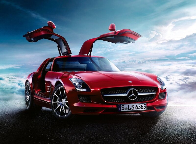 Red Mercedes-benz Sports Car — Dramatic, Photograph