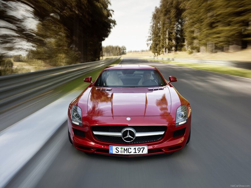 Red Mercedes-benz Sports Car — Dynamic, Afternoon, Photograph