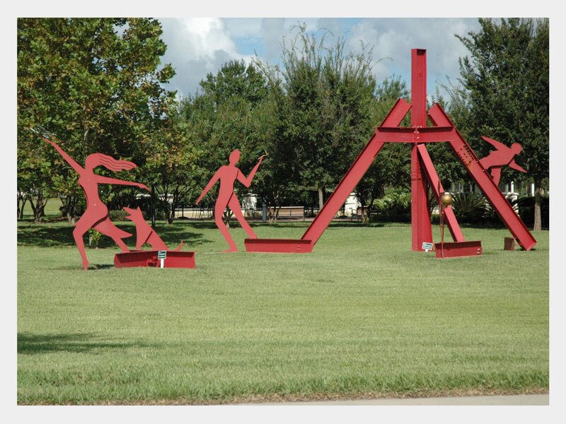 Red Metal Sculptures