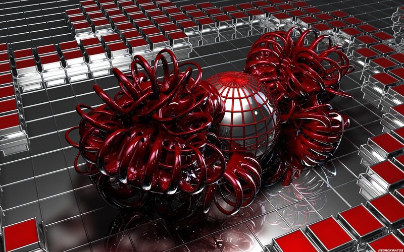 Red Metallic Sculptures — Abstract