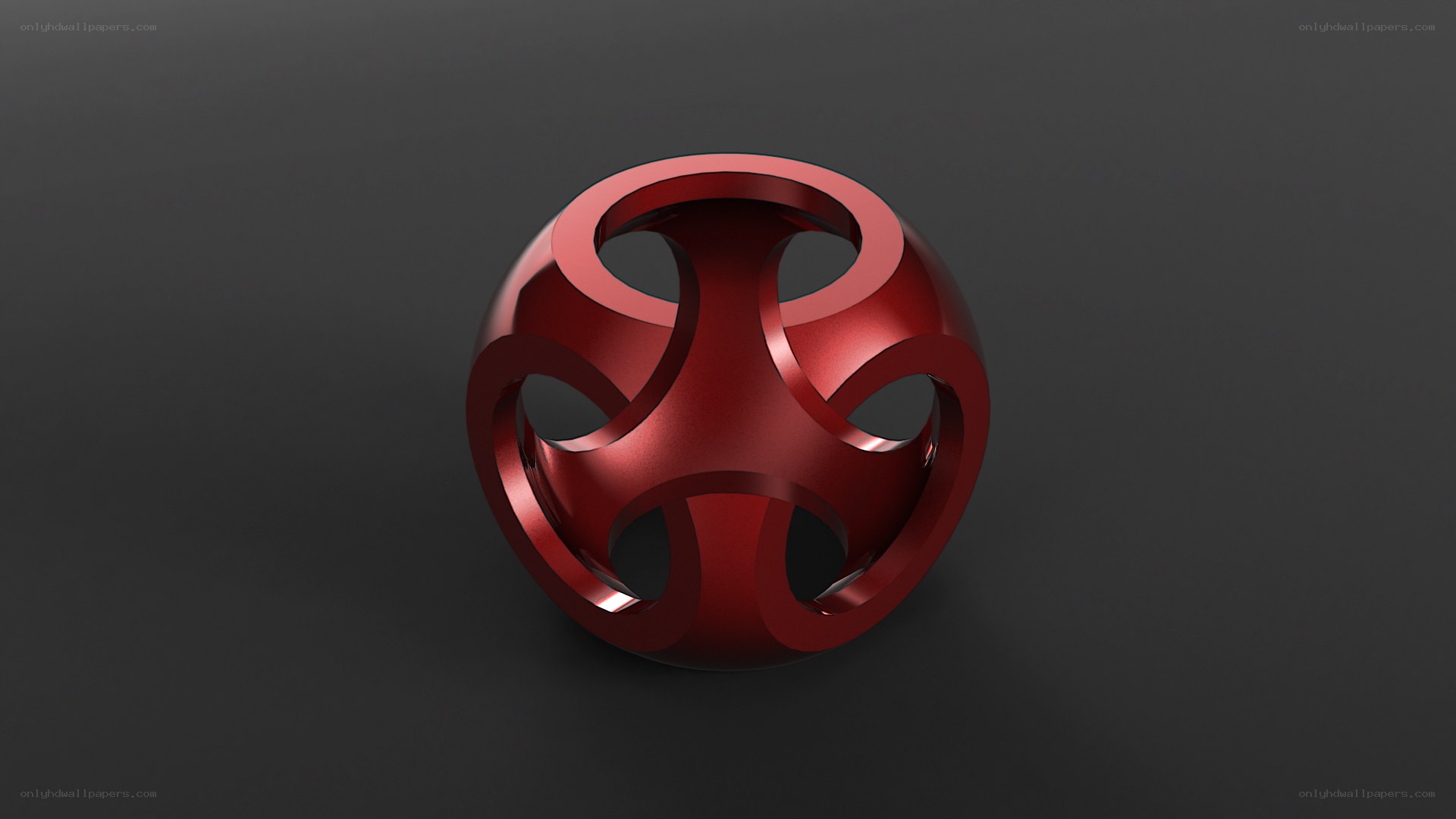 Red metallic sphere sculpture