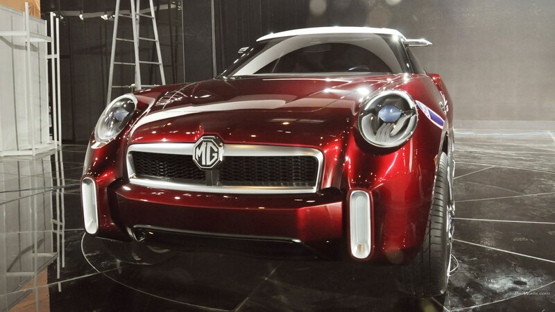 Red Mg Concept Car — Dramatic, Photograph, Ladder